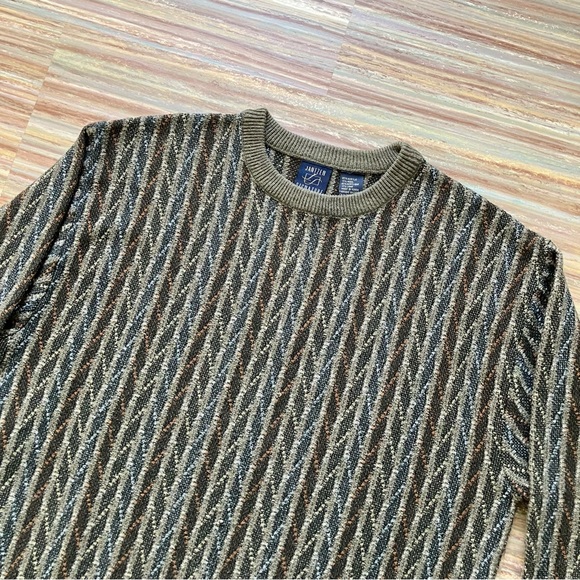 Jantzen Pullover Knit Sweater Geometric Stripe Acrylic Wool Blend Vintage 90s - Picture 3 of 6